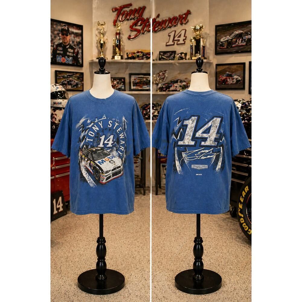 VintageโTony Stewart Alstyle #14 NASCAR Tee XL Chase Authentics Double Sided